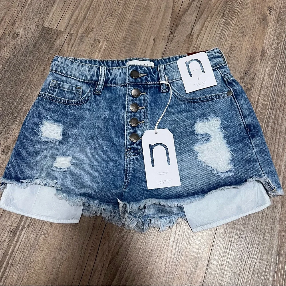 NWT Distressed Denim Shorts‎ by Nature Denim